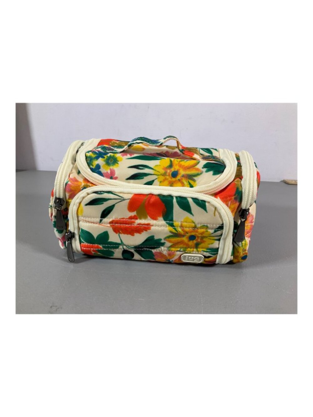 Lug Mini Trolley Cosmetic Case - Bloom Sand, Colorful Striped Zippered Design, P - Picture 3 of 8